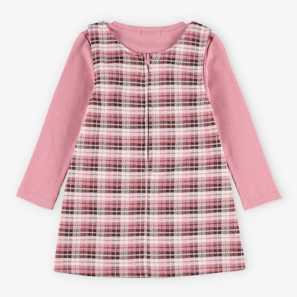 Pink Plaid Long Sleeve Baby Dress Blumind 3M - Picture 3 of 7